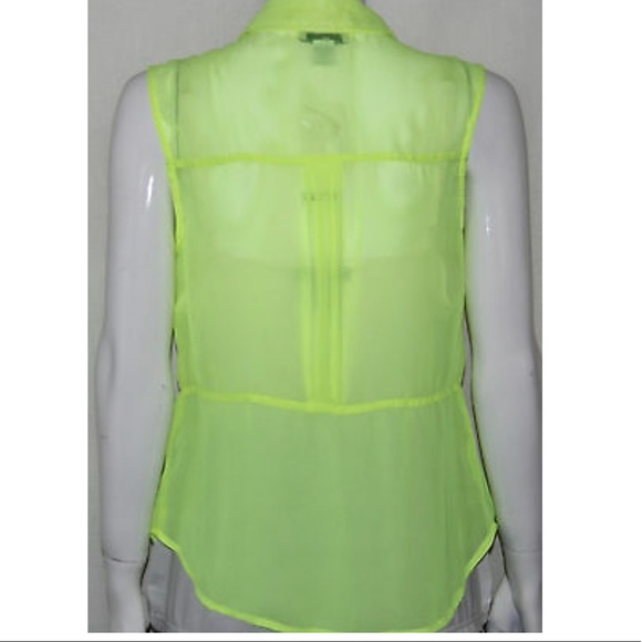 Neon Yellow Sheer Blouse - Picture 6 of 8